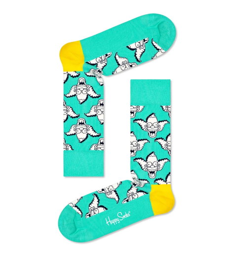 Happy Socks Tagessocke Crew The Simpsons Krusty The Clown (Bio-Baumwolle) mintgrün - 1 Paar